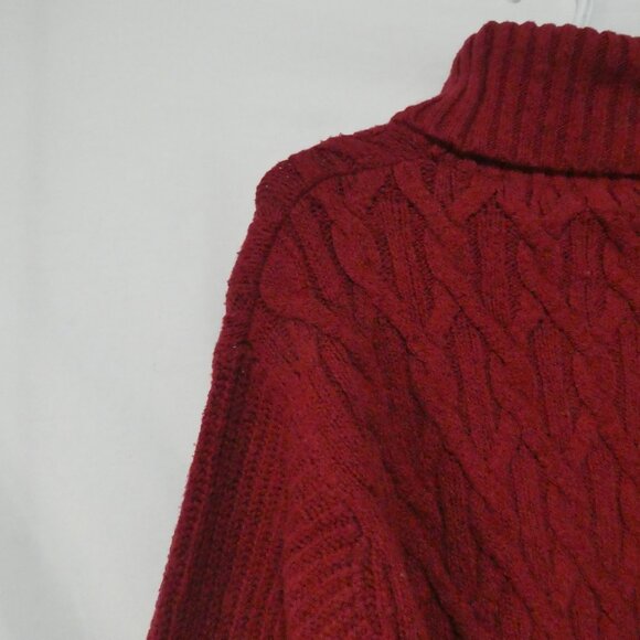 Red Cable Knit Turtleneck Sweater | xl - extra large - Picture 3 of 16